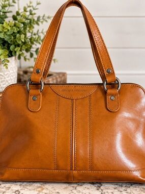 Spikes & Sparrow Cognac Genuine Leather Shoulder Bag Satchel Tote
